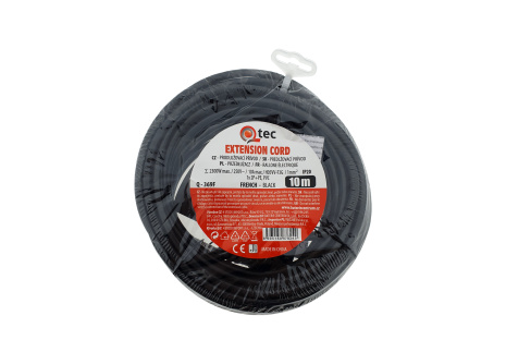 Przedłużacz czarny 1 gniazdo, 10m, Q-369F QTEC