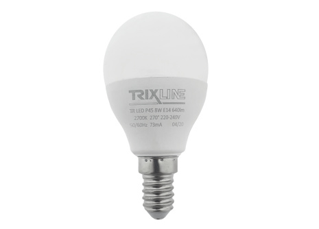 Żarówka LED Trixline 8W E14 P45 ciepła biała