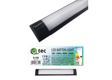 Q-33B 18W LED BATTEN LIGHT oświetlenie podszafkowe - czarne QTEC 60cm Q-33B 18W LED BATTEN LIGHT oświetlenie podszafkowe - czarne QTEC 60cm