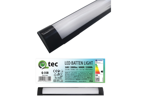 Q-35B 36W LED BATTEN LIGHT oświetlenie podszafkowe - czarne QTEC 120cm