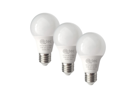 Żarówki LED 9W/806lm/A60/E27 ciepła biała 3 PACK Qtec