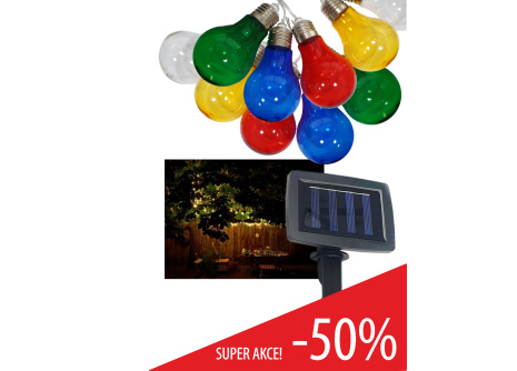 TR-590 Dekoracyjny 10 szt. LED zewnętrzny łańcuch solarny 2m multicolor IP44 Trixline