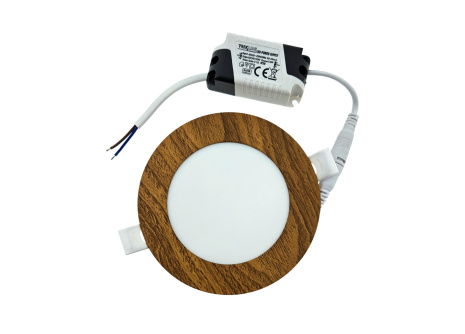 TR-145 Panel LED 6W 504lm 4200K dekor drewno - okrągły wpuszczany Trixline