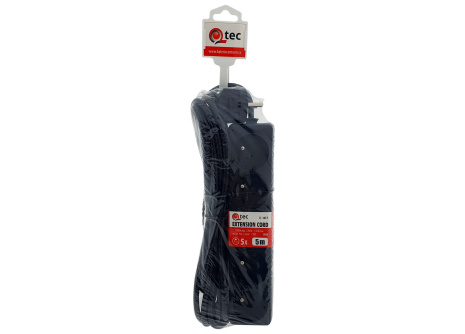 Przedłużacz czarny 5 gniazd, 5m, Q-365F QTEC