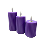 HD-140 LED świeca - fioletowa HOME DECOR zestaw 3 szt.