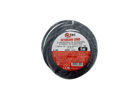 Przedłużacz czarny 1 gniazdo, 5m, Q-368F QTEC
